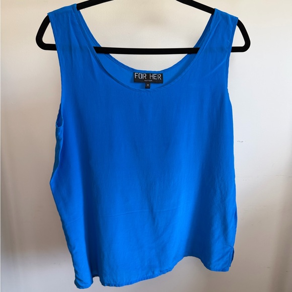 For Her Tops - Electric Blue 100% Silk Tank Top